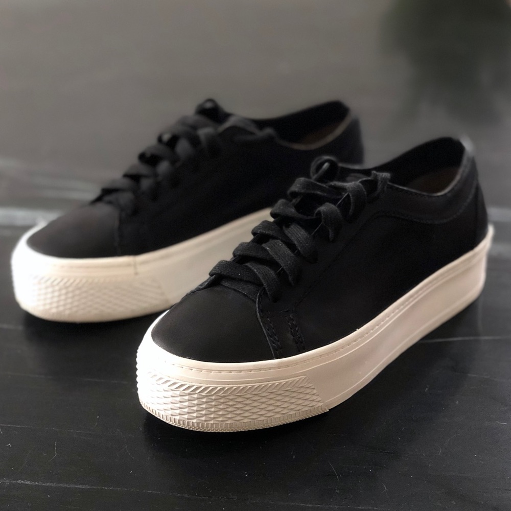Loeffler Randal Black Leather Platform Sneakers